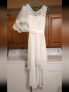 BeryLove White Lace & Chiffon Bridal Dress